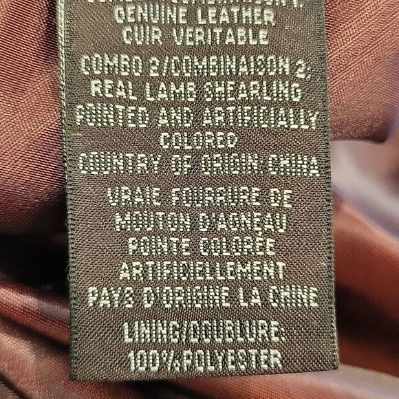 NEW Badgley Mischka willow leather trim fur collar zip coat size L - Picture 7 of 8